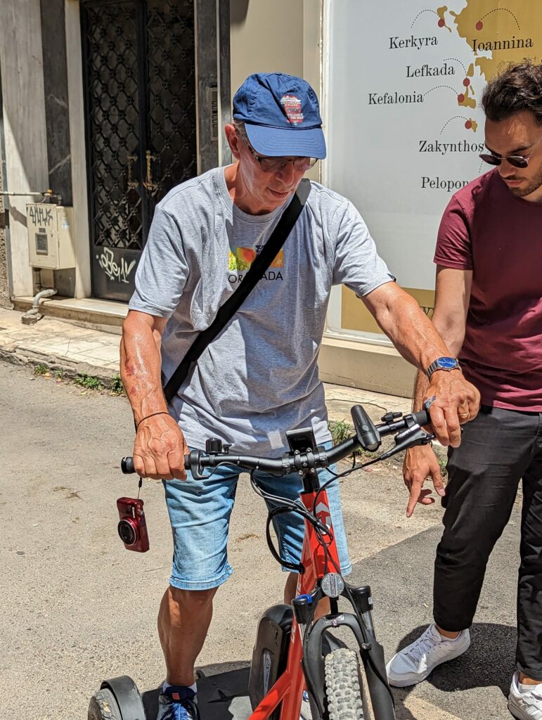 man using e-bike